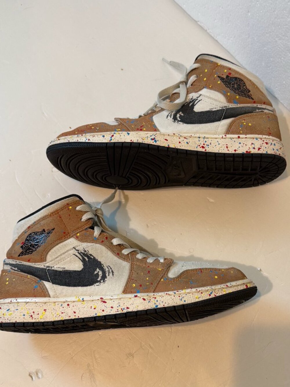 Nike Air Jordan 1 SE Mid Brushstroke Paint Splatter DA8005-100 Men Size 8.5 RARE - Picture 5 of 11